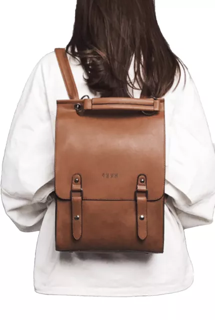 Brown Womens Leather Convertible Backpack Crossbody Travel Bag
