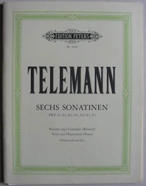 6 Sonatines de Telemann, partition pour violon, piano (ou basse continue)