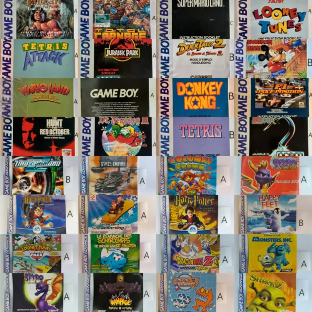Game Boy Classic Manuals DMG-XXX-EUR/FAH/UKV/USA/NOE please ask for other titles