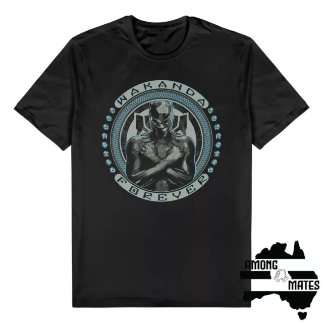 MARVEL Black Panther Wakanda Forever Logo Tee / Top / T-Shirt Perfect Gift