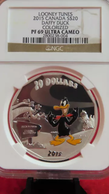 2015 Ngc Pf 69 Ultra Cameo Canada Silver $20 Looney Tunes Daffy Duck