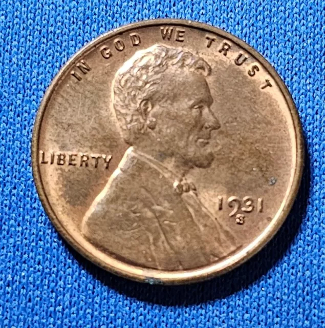 1931-s Lincoln Cent, Red-Brown, Choice BU Mostly RED Key Date