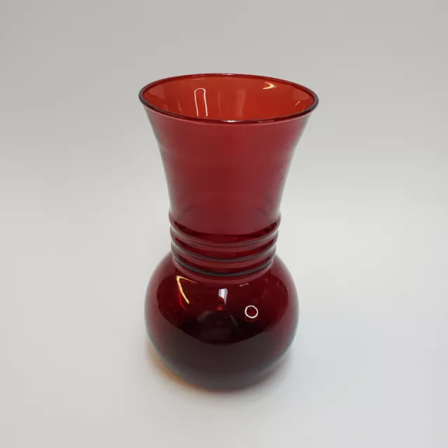 Vintage Anchor Hocking Ruby Red Small Glass Vase