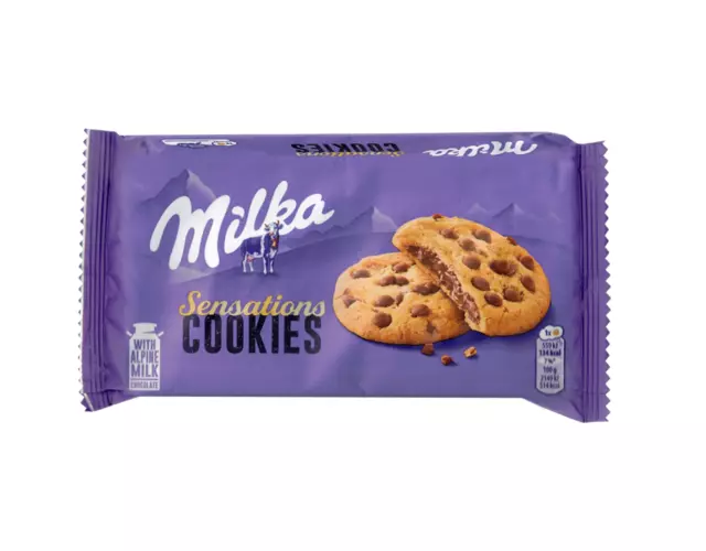 Milka Sensations Cookie Pepite di Cioccolato al Latte e Ripieno al Latte 156g