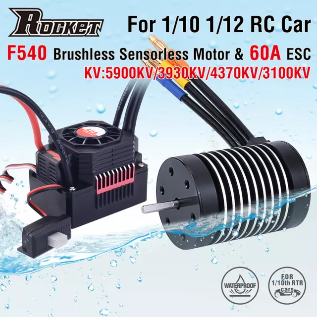 Rocket F540 Brushless Motor 5900KV 3930KV 4370KV 3100KV 60A ESC for 1/10 RC Car