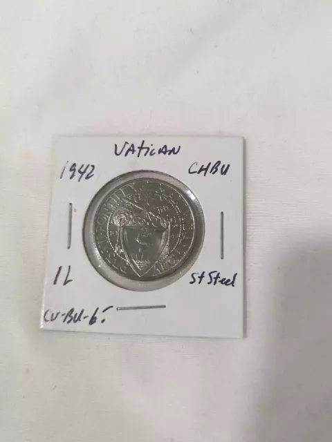 Vatican 1 Lire 1942 - UNC - Pope Pius XII Vatican 1 Lire 1942 - UNC - Pope Pius XII