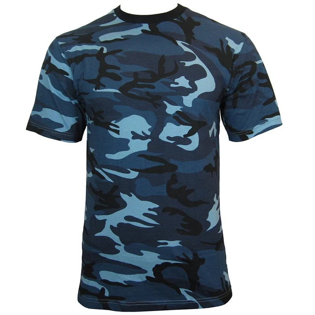 Urban Blue Camo T-Shirt - 100% Cotton Army Military Top All Sizes New
