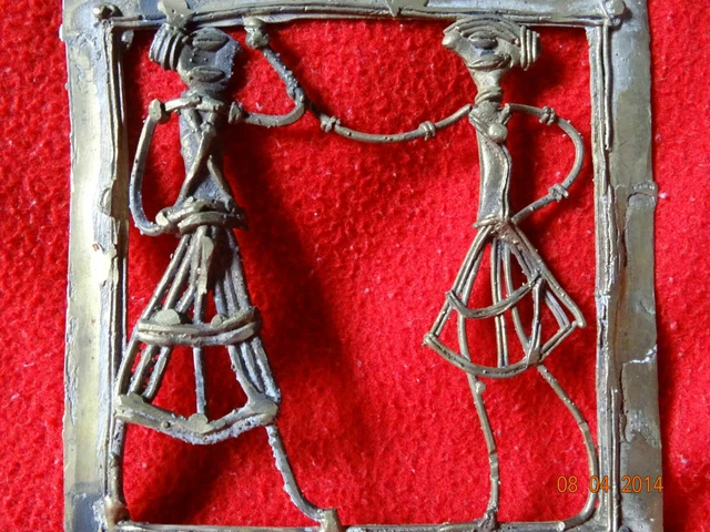 World Rare Vintage African Tribal People Liberian Hand Carved Brass Fine Art #14
