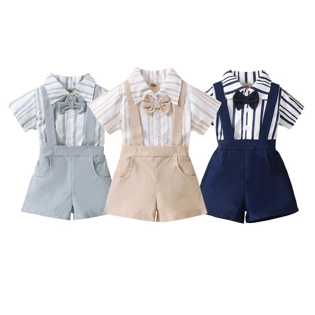 Set outfit da gentiluomo bambini top con pantaloncini a sospensione tuta