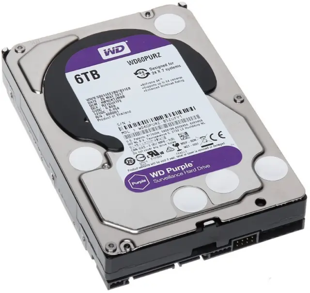 Western Digital WD Purple 6TB HDD PC Surveillance Hard Drive 3.5'' 5400RPM