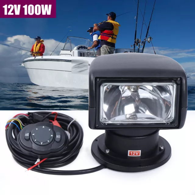 12V 100W Bulb Boat Remote Control Spotlight Truck Car Marine Offroad Searchlight