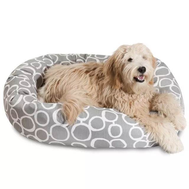 Majestic Pet Sherpa Fusion Bagel Pet Bed Dogs Calming Washable Extra Large Gray