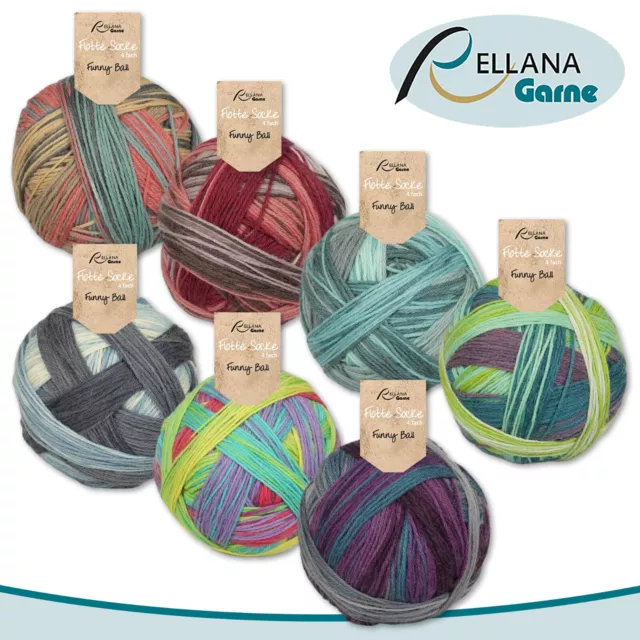 Rellana 100 g Flotte Socke Funny Ball 4-Fädig Sockenwolle  mulesingfrei 7 Farben