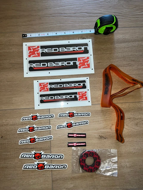 Red Baron Grip Donuts, Stickers And 12” Rim Strap Kit Crf50 Klx110 Crf70 Ttr110