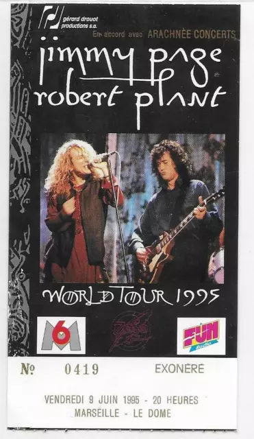Rare/ Ticket Billet Concert - Led Zeppelin Live Marseille France 1995 Page Plant