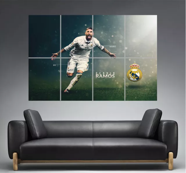 Sergio Ramos Celebration Real De Madrid Wall Art Plakat Groß Format A0