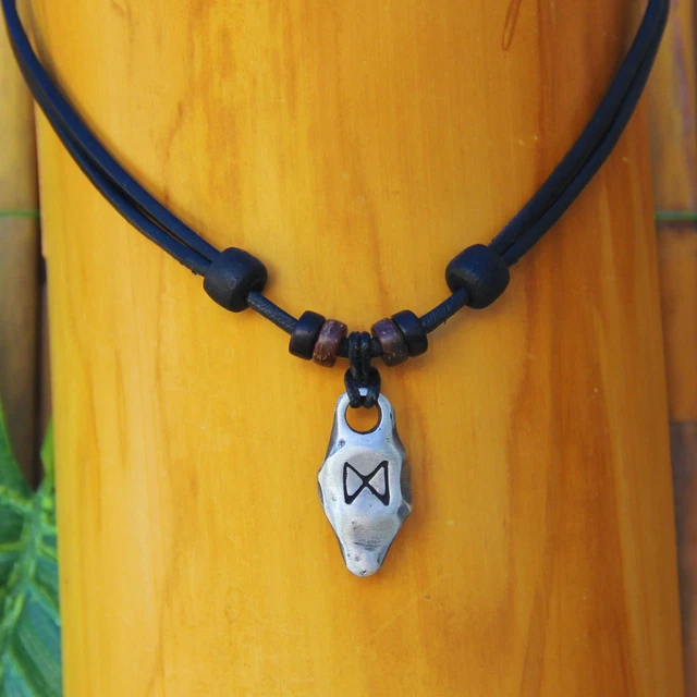 Collier Viking En Cuir Et étain Réglable - Bijou Unisexe - Neuf Avec Emballage