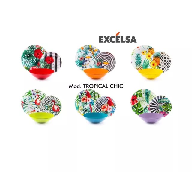 Excelsa Tropical Chic Servizio Tavola Set di 18 - Multicolore (61631)