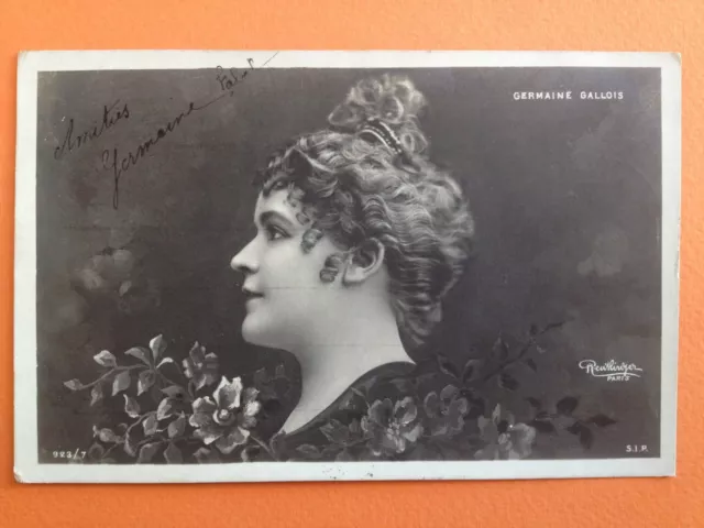 cpa Portrait de l' Actrice Germaine GALLOIS PHOTO signée REUTLINGER à PARIS
