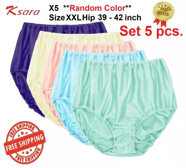 6X Vintage Nylon Panties Gusset Silky Granny Women Mushroom Underwear Plus  Size