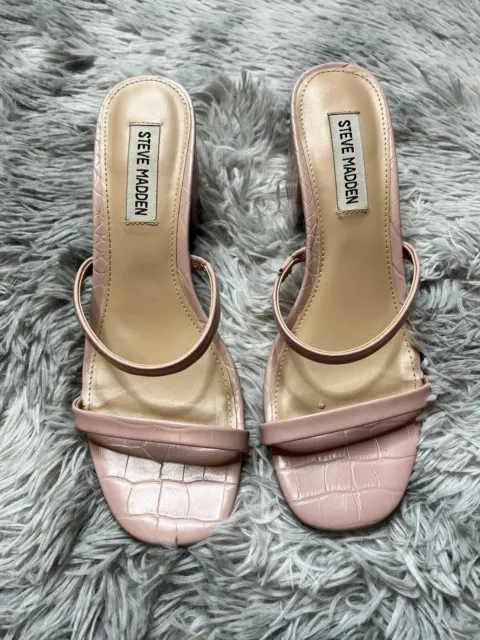 Steve Madden Womens Shoes Size 8 Block Heel Sandal Blush Pink