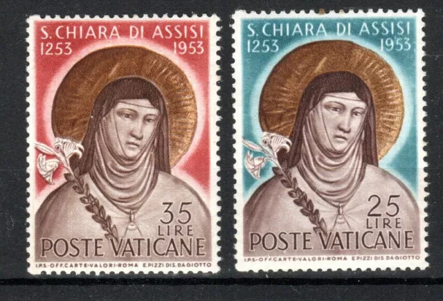 Vatican City 1953 700th Death Anniversary of St Clare set SG 192-93 MNH