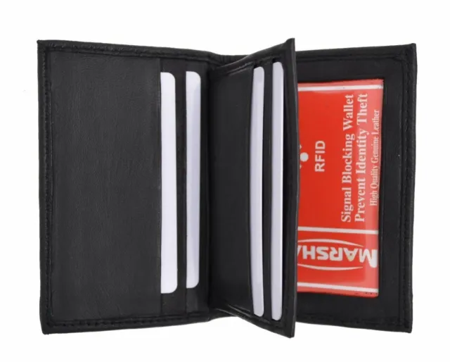 RFID Blocking Premium Leather Center Flap Credit Card ID Holder Bifold Wallet