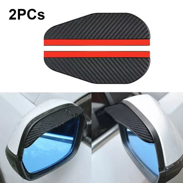 2 PACK Carbon Fiber Car Rear View Side Mirror Rain Board Eyebrow Guard Sun Visor