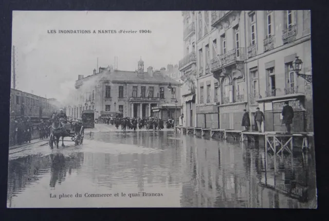 CPA Carte postale NANTES inondations 1904 Commerce graines SAUVAGE Quai Brancas