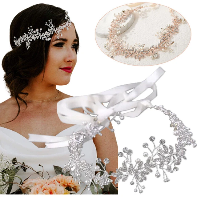 US Bridal Headband Rhinestone Pearl Hair Vine Bride Hairband Wedding Bridal Prom