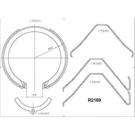 RDA REAR HANDBRAKE SHOES for Holden Commodore VE VF V6 & V8 9/2006 on  2 x R2169