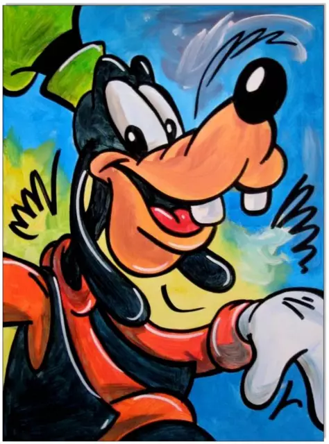 KLAUSEWITZ: ORIGINAL ACRYL AUF LEINWAND KEILRAHMEN COMIC ART: GOOFY II/ 40x50 cm