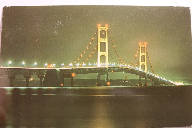 Michigan MI Mackinaw City Mackinac Bridge Postcard Old Vintage Card View Post PC