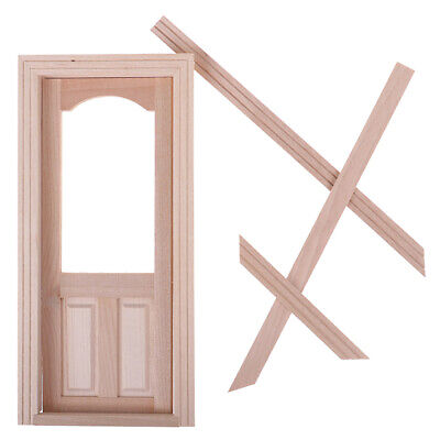 1/12 Dollhouse Miniature Wood External Door Unpainted Doll House DIY Access-wf 
