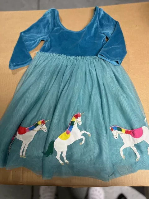 Mini Boden Girls Appliqué Unicorn Ballerina Dress Sz 5/6