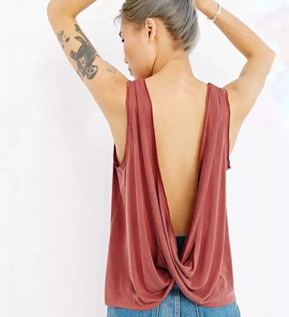 SILENCE & NOISE URBAN OUTFITTERS Tank Womens X-Small Red Deep Draped Neck Top