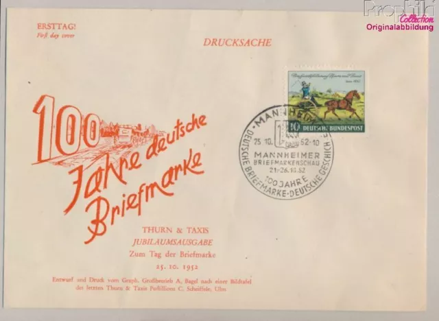 Briefmarken BRD Deutschland 1952 Mi 160 FDC Pferde (10257251