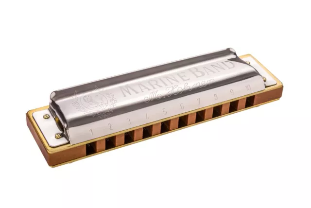 Harmonica Hohner Marine Band 1896/20, 10 trous en sib / Bb  Sommier bois