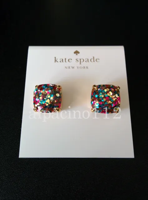 ~Kate Spade New York Multi Gold Glitter Square Stud Earrings~