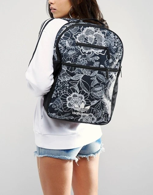 Adidas black floral backpack sale