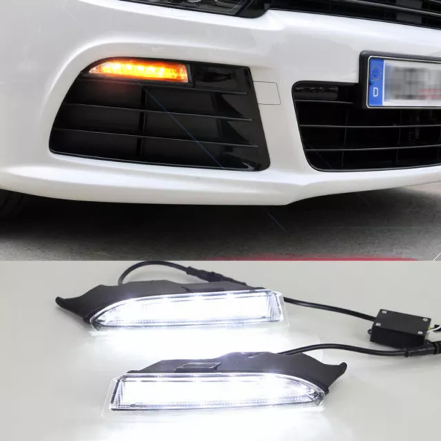 LED DRL Daytime Running Light Turn Signal Lamp fit for VW Scirocco R 10-14 ABS