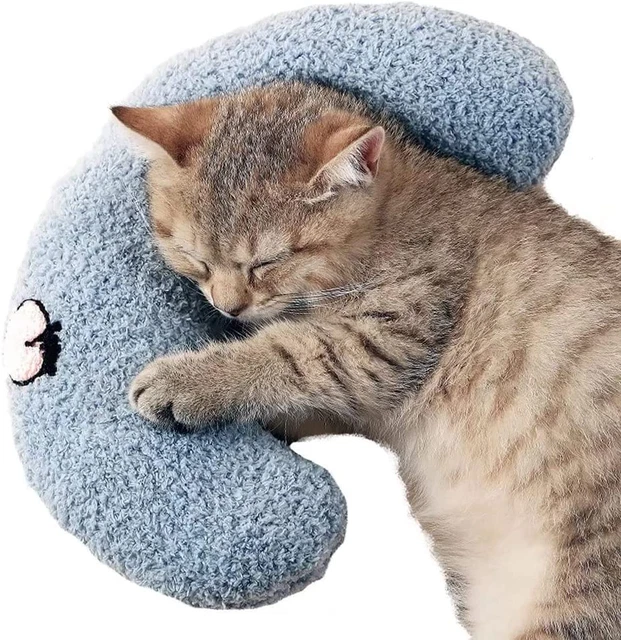 Little Pillow for Cats, Ultra Soft Fluffy Pet Calming Toy Half Donut Cuddler for