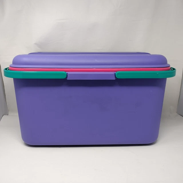 Organizador de almacenamiento de costura de colección años 90 Eagle 20" Craftstor contenedor púrpura rosa azulada