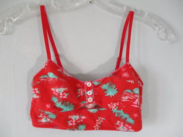 GILLY HICKS UNLINED Bralette Size XS Red Floral Wireless Cotton
