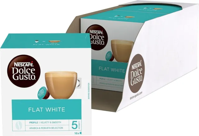 Nescafe Dolce Gusto Flat White Coffee Pods,16 Count (Pack of 3)