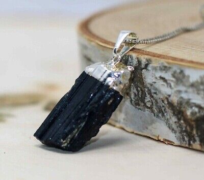 Natural Black Tourmaline Necklace Raw Crystal Gemstone necklaces