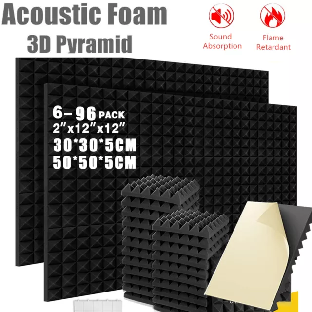 12"x12"x2" Wedge Acoustic Wall Panels Tiles Studio Soundproofing Foam Pads