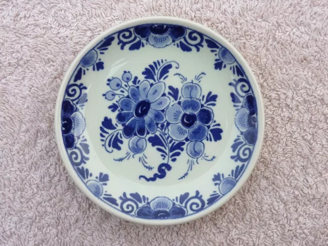 Vintage Floral Delft Plate Hand Decorated Made In Holland Regina VG Condition