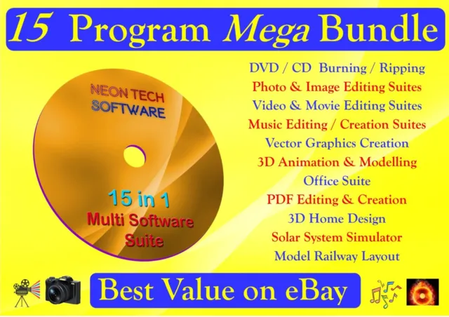 Photography & Image Editor Software Part of 15 PROGRAM MEGA BUNDLE Windows DVD