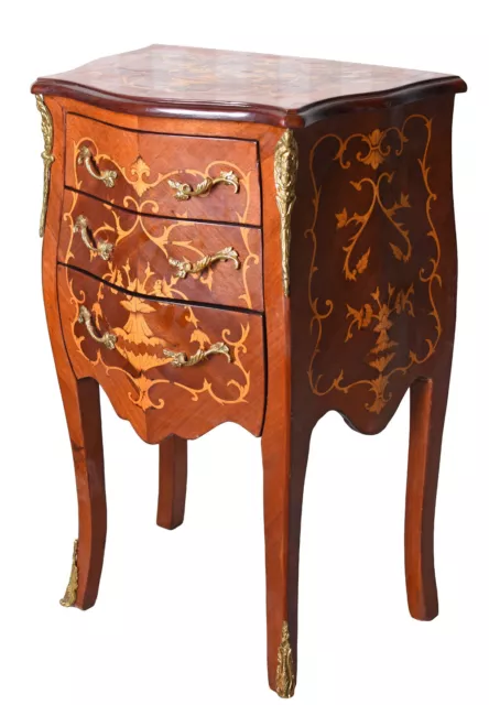 Baroque Commode Antique Table de Chevet Armoire Nuit Incrustation Console